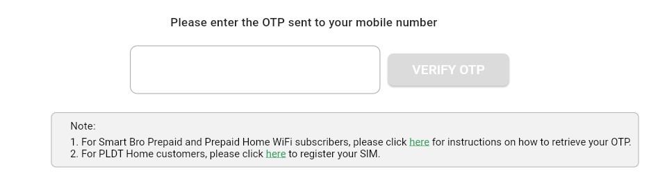Smart Sim Registration Enter OTP